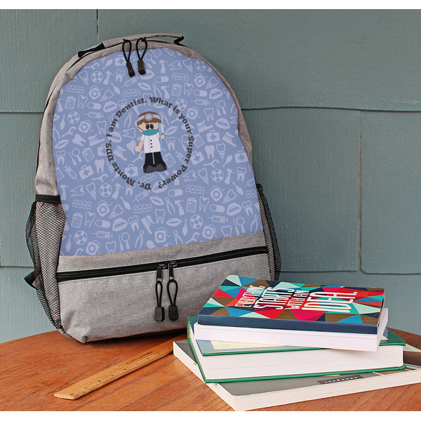 Dentist Large Backpack - Gray - On Desk