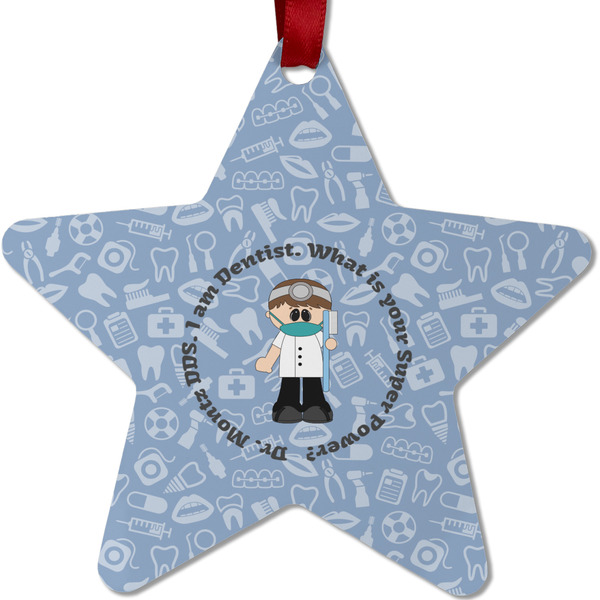 Custom Dentist Metal Star Ornament - Double Sided w/ Name or Text