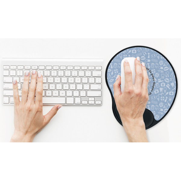 Dentist Mouse Pad with Wrist Rest - LIFESYTLE 2 (in use)