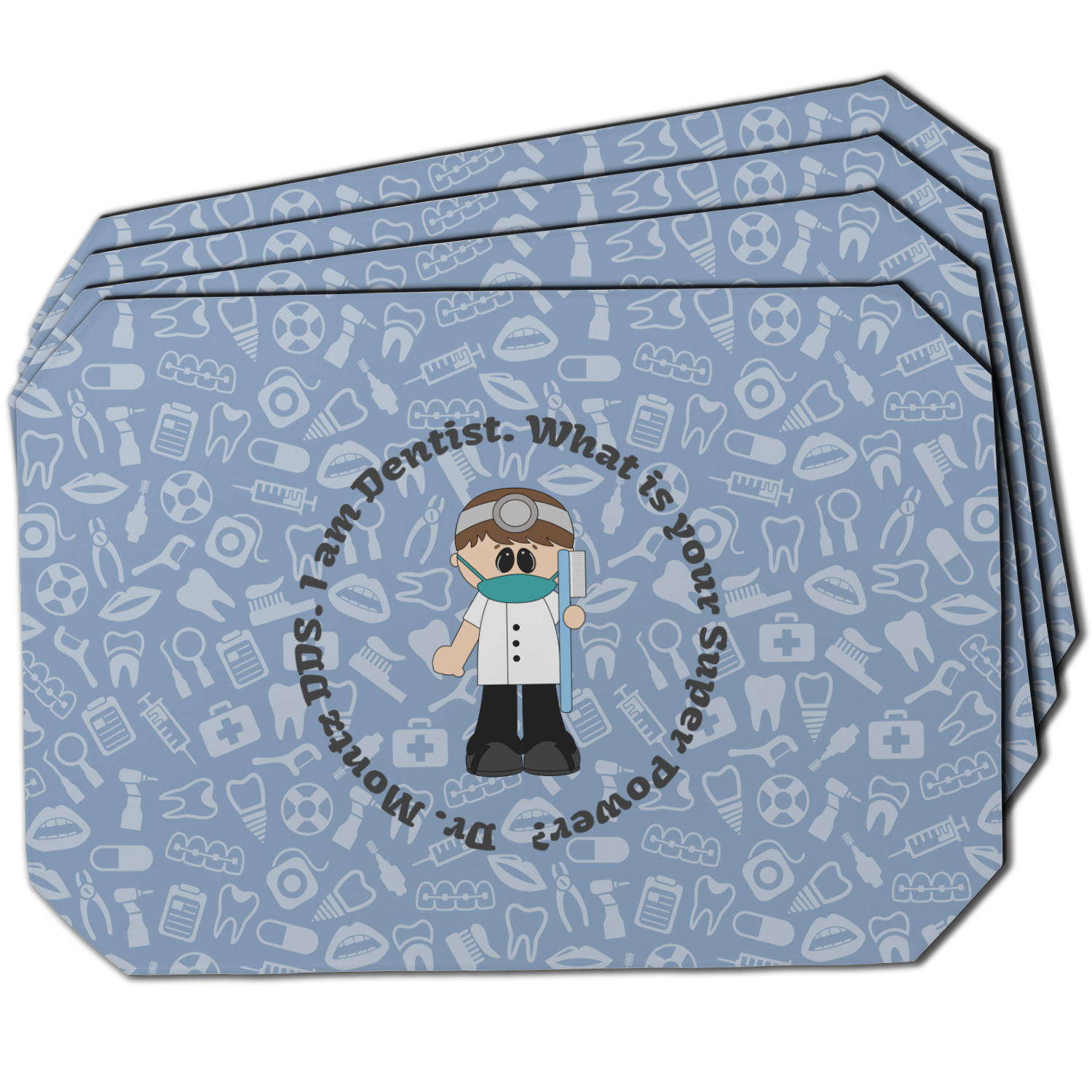 Custom Dentist Dining Table Mat - Octagon w/ Name or Text | YouCustomizeIt