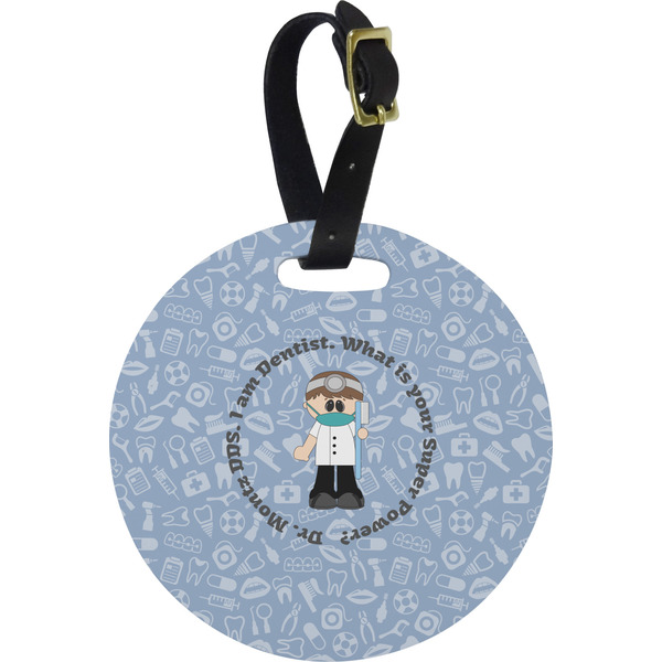 Custom Dentist Plastic Luggage Tag - Round (Personalized)