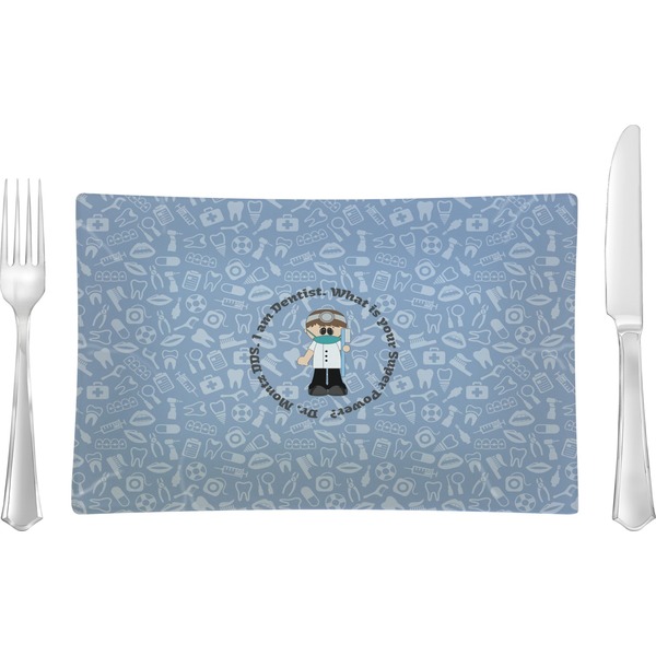Custom Dentist Rectangular Glass Lunch / Dinner Plate - Single or Set (Personalized)