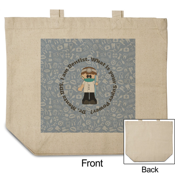 Dentist Reusable Cotton Grocery Bag - Front & Back View