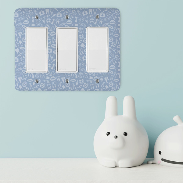 Dentist Rocker Light Switch Covers - Triple - IN CONTEXT