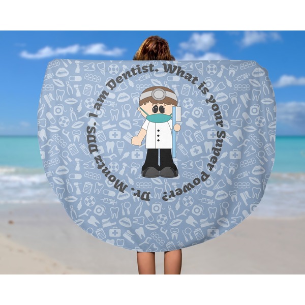 Dentist Round Beach Towel - In Use