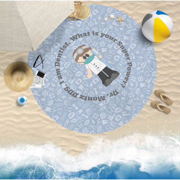 Dentist Round Beach Towel Lifestyle
