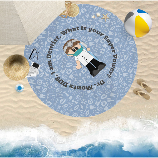 Dentist Round Beach Towel Lifestyle