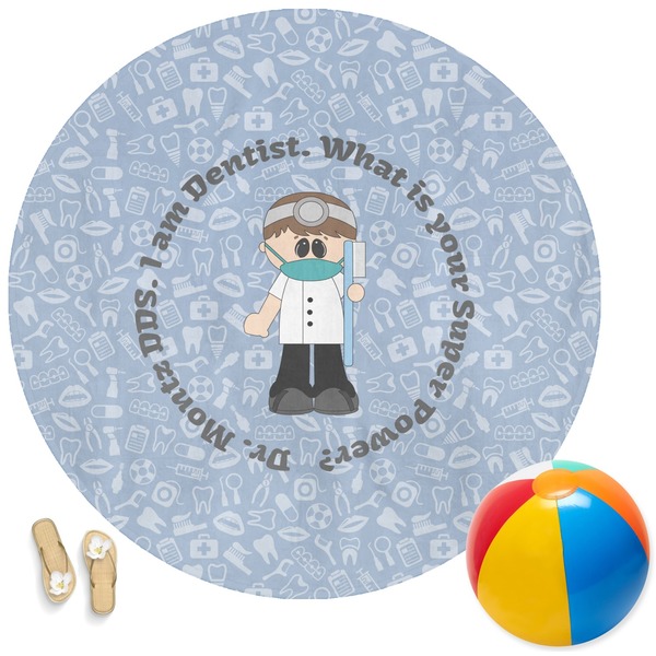 Custom Dentist Round Beach Towel (Personalized)