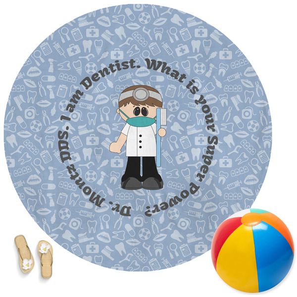 Custom Dentist Round Beach Towel (Personalized)