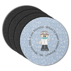 Dentist Round Rubber Backed Coasters - Set of 4 (Personalized)