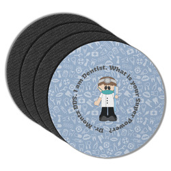 Dentist Round Rubber Backed Coasters - Set of 4 (Personalized)