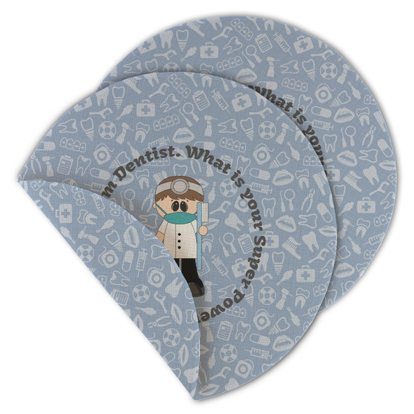 Custom Dentist Round Linen Placemat - Double Sided - Set of 4 (Personalized)