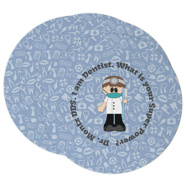 Custom Dentist Round Paper Coasters w/ Name or Text