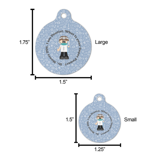 Dentist Round Pet ID Tag - Large - Comparison Scale