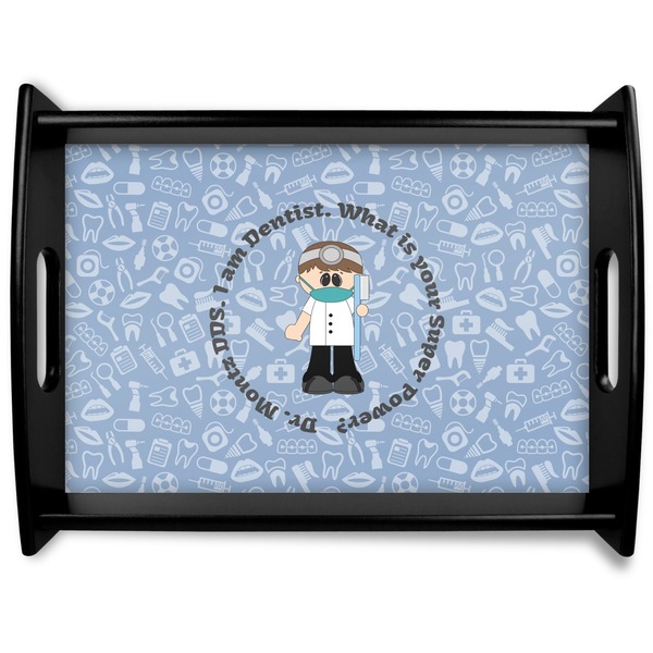 Custom Dentist Black Wooden Tray - Large (Personalized)