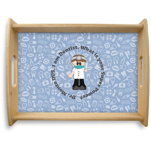 Custom Dentist Natural Wooden Tray - Large (Personalized)