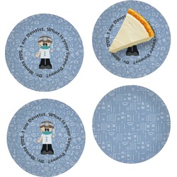 Dentist Set of 4 Glass Appetizer / Dessert Plate 8" (Personalized)