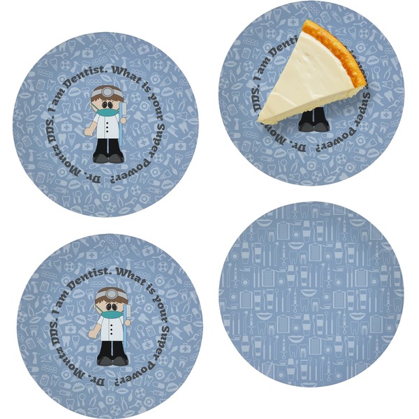 Custom Dentist Set of 4 Glass Appetizer / Dessert Plate 8" (Personalized)