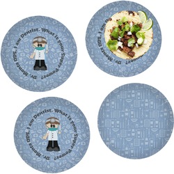 Dentist Set of 4 Glass Lunch / Dinner Plate 10" (Personalized)