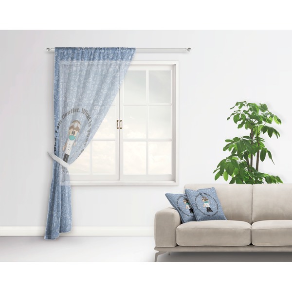 Dentist Sheer Curtain With Window and Rod - in Room Matching Pillow