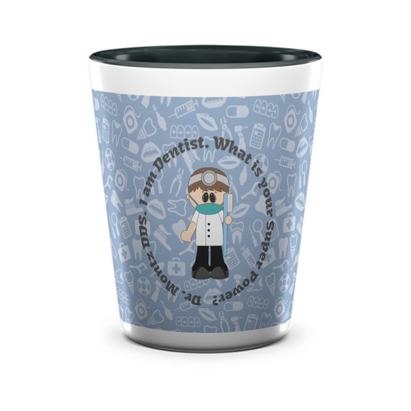 Custom Dentist Ceramic Shot Glass - 1.5 oz - Two Tone - Set of 4 (Personalized)