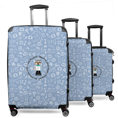 Dentist 3 Piece Luggage Set - 20" Carry On, 24" Medium Checked, 28" Large Checked (Personalized)