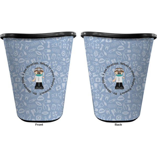 Dentist Trash Can Black - Front and Back - Apvl