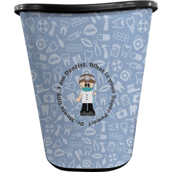 Custom Dentist Waste Basket - Single Sided (Black) (Personalized)