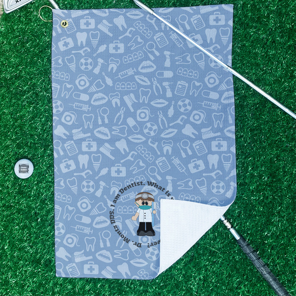 Dentist Waffle Weave Golf Towel - In Context