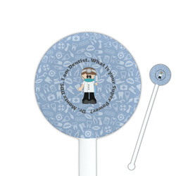 Dentist 5.5" Round Plastic Stir Sticks - White - Single Sided (Personalized)