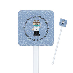 Dentist Square Plastic Stir Sticks - Single Sided (Personalized)