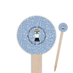 Dentist 6" Round Wooden Food Picks - Single Sided (Personalized)
