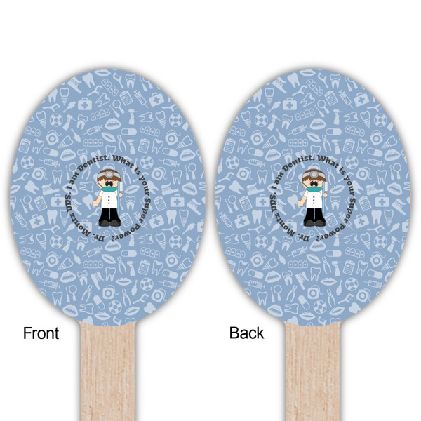 Dentist Wooden Food Pick - Oval - Double Sided - Front & Back