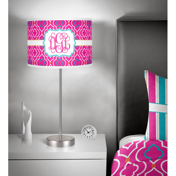 Colorful Trellis 13 inch drum lamp shade - in room