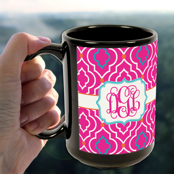 Colorful Trellis 15oz. Black Mug - LIFESTYLE
