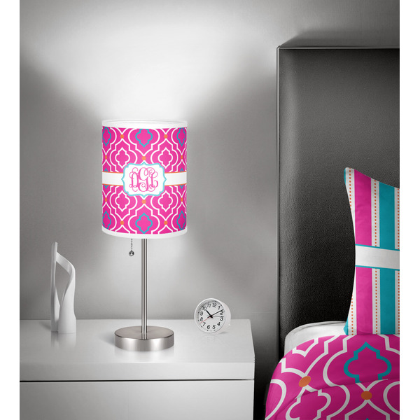 Colorful Trellis 7 inch drum lamp shade - in room