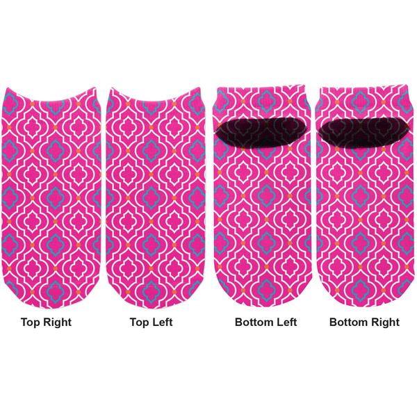 Colorful Trellis Adult Ankle Socks - Double Pair - Front and Back - Apvl