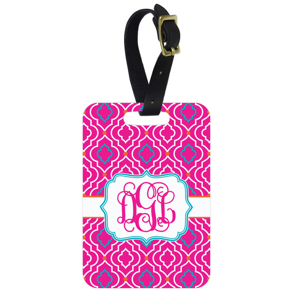 Custom Colorful Trellis Metal Luggage Tag w/ Monogram