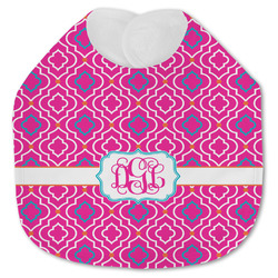 Colorful Trellis Jersey Knit Baby Bib w/ Monogram