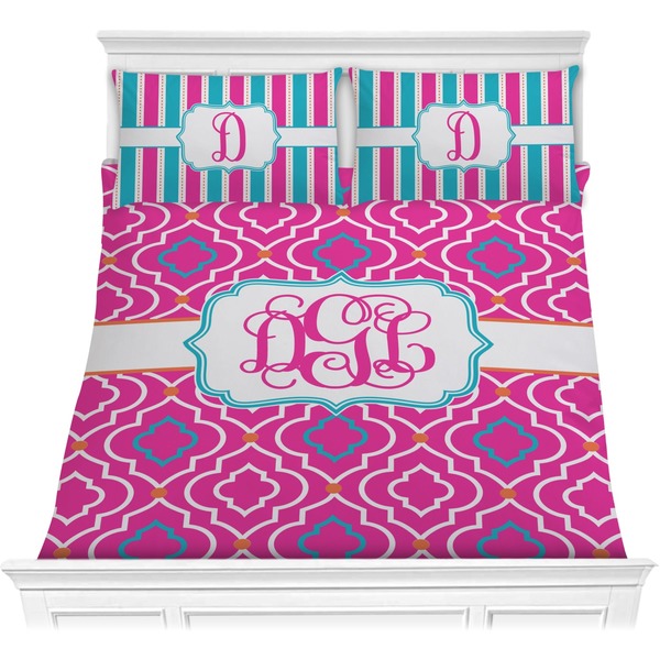 Custom Colorful Trellis Comforter Set - Full / Queen (Personalized)