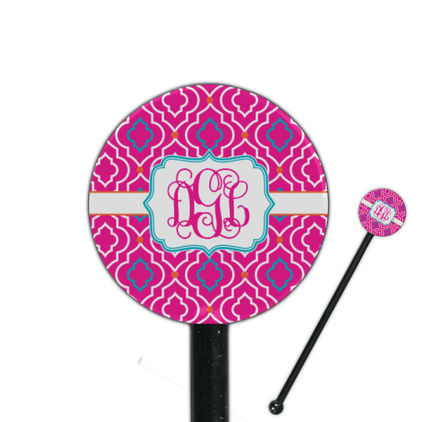 Custom Colorful Trellis 5.5" Round Plastic Stir Sticks - Black - Single Sided (Personalized)