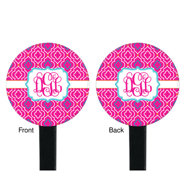 Colorful Trellis Black Plastic 7" Stir Stick - Double Sided - Round - Front & Back