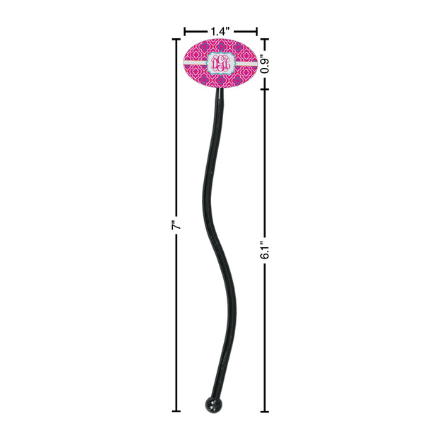 Colorful Trellis Black Plastic 7" Stir Stick - Oval - Dimensions