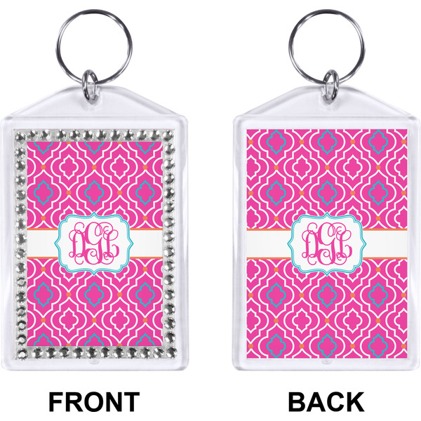 Colorful Trellis  Bling Keychain (Front + Back)