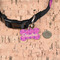 Colorful Trellis Bone Shaped Dog ID Tag - Small - In Context