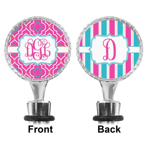 Colorful Trellis  Bottle Stopper - Front and Back