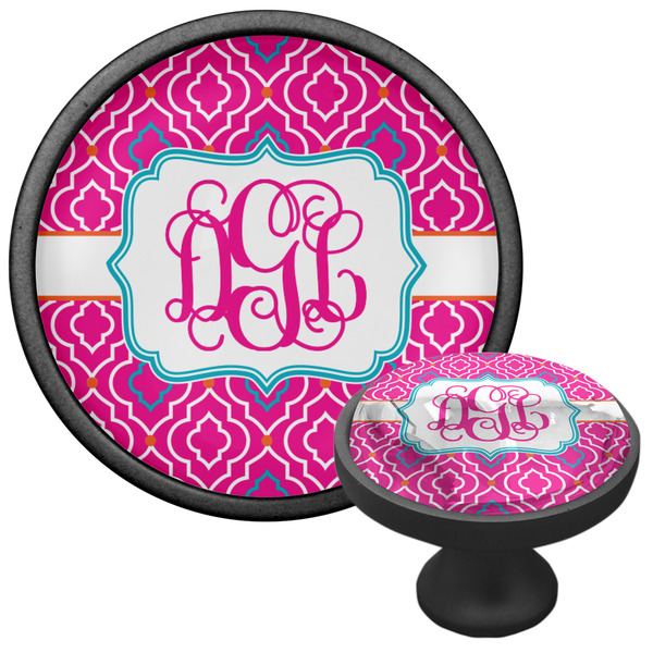 Colorful Trellis Cabinet Knob - Black - Multi Angle