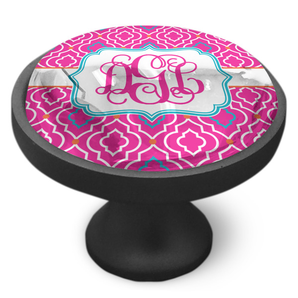 Colorful Trellis Cabinet Knob - Black - Side