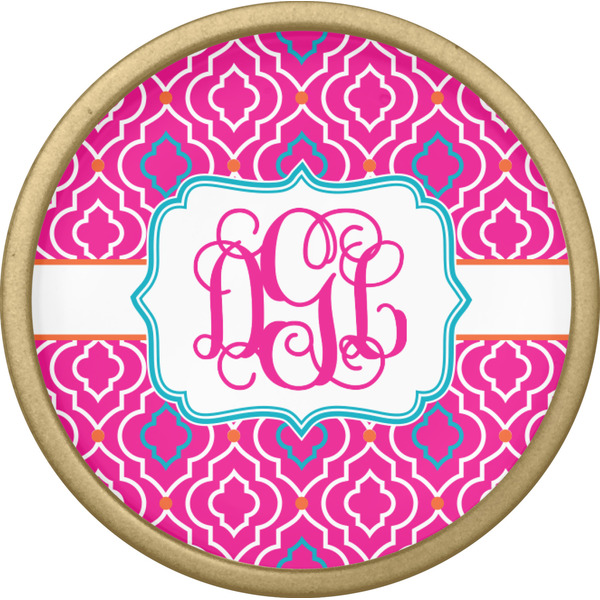 Colorful Trellis Cabinet Knob - Gold - Front