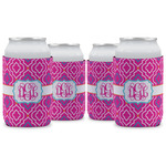 Colorful Trellis Can Cooler (12 oz) - Set of 4 w/ Monograms